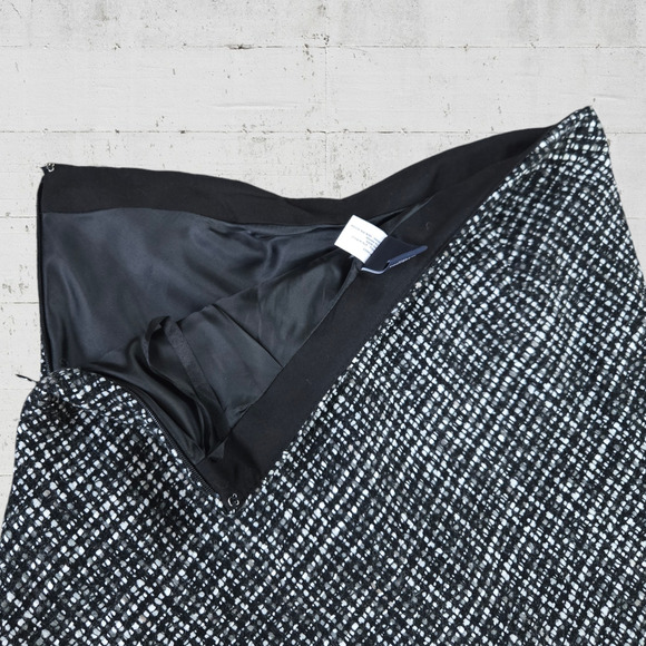 Y2K GAP Black Tweed Midi Flare Wool Blend High Waisted Trumpet Skirt Size 0 - Picture 7 of 8